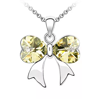 A+ accessories 蝴蝶結-奧地利水晶鎖骨短鍊 (淺黃)