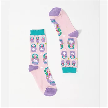 【Nori socks】可愛長統襪「長款」，俄羅斯 娃娃款（男/女皆可穿）粉紅色