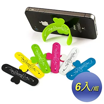 aibo 創意U型魔力貼 手機/平板支架-6入/組(顏色隨機)顏色隨機