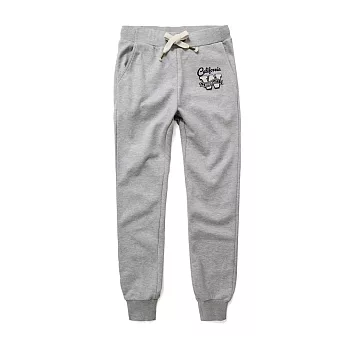 【CACO】AR-W貼布繡字棉長褲-女S淺麻灰