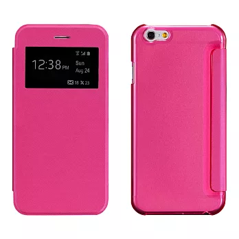 【BIEN】iPhone 6 Plus 炫彩拉絲紋來電顯示皮套 (紅)