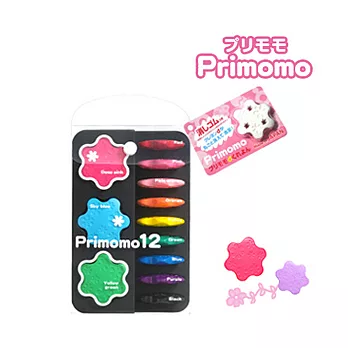 【Primomo】普麗貓彩繪無毒蠟筆 - 花瓣型/12色 (附專屬花瓣型橡皮擦) 自在玩樂蠟筆~