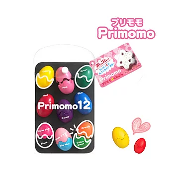 【Primomo】普麗貓彩繪無毒蠟筆 - 蛋殼型/12色 (附專屬花瓣型橡皮擦) 自在玩樂蠟筆~