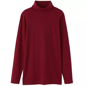 [MUJI 無印良品]女有機棉混溫調高領衫L紅色