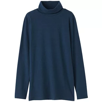 [MUJI 無印良品]女有機棉混溫調高領衫XS藍色