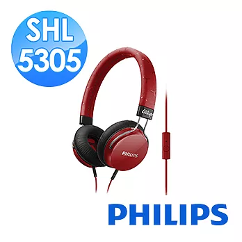 【PHILIPS 飛利浦】SHL5305頭戴式耳機麥克風(熱情紅)紅色