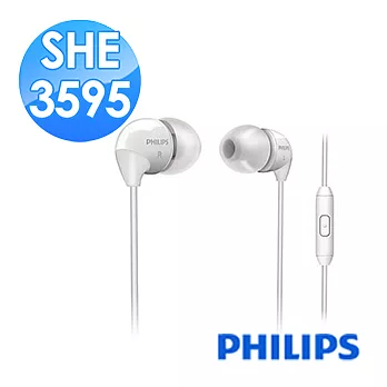 【PHILIPS 飛利浦】手機用耳塞式耳麥(SHE3595)白色
