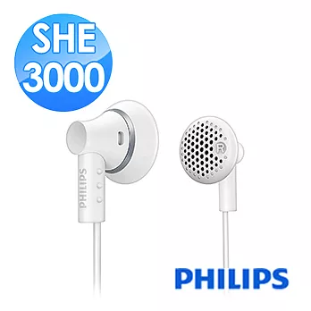 【PHILIPS 飛利浦】耳塞式耳機 SHE3000WT(經典白)經典白