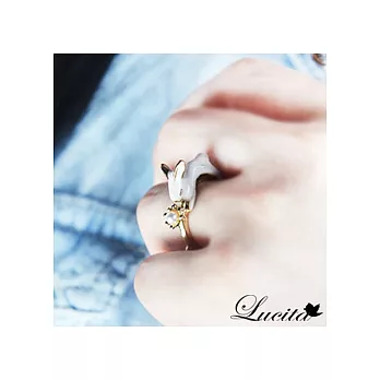 Lucita 超萌小白兔戒指在樹枝上超可愛模樣