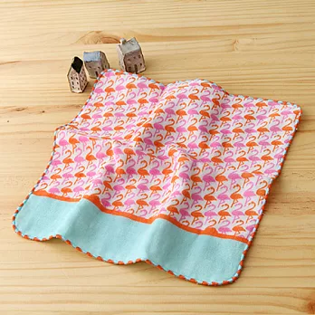 【taoru】町娘 ‧ 假日動物園｜紅鶴 - 日本毛巾 25x25cm (仕女手巾、童巾) - 紅鶴先生，你總是用單腳站立，腳腳會不會酸啊？