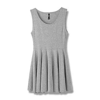 【CACO】內刷毛無袖連身裙洋裝-女S麻灰