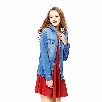 【CACO】內刷毛無袖連身裙洋裝-女M深紅