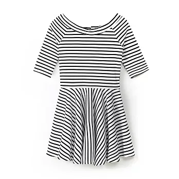 【CACO】一字領條紋小洋裝-女FREE白