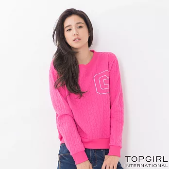 【TOP GIRL】字母G羅紋圓領T L桃紅