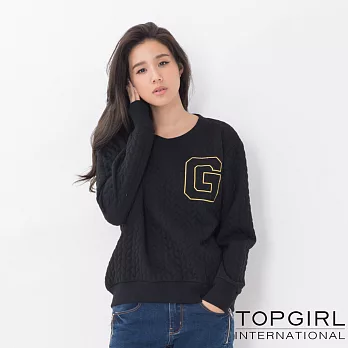 【TOP GIRL】字母G羅紋圓領T S黑