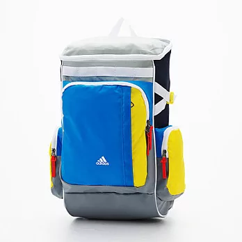 ADIDAS 趣味彩色積木防水筆電後背包藍黃灰配色