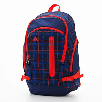 ADIDAS 格紋輕量圓弧大型後背包藍色