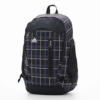 ADIDAS 格紋輕量圓弧大型後背包黑色