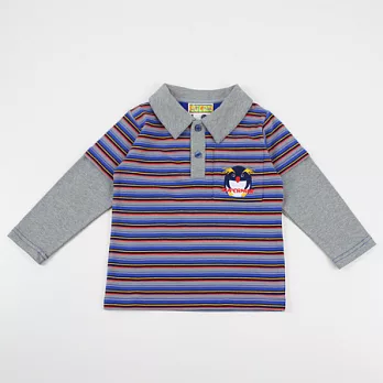 【愛的世界】SUPERMINI 小企鵝系列假二件式長袖POLO衫/2~4歲-台灣製-95灰色