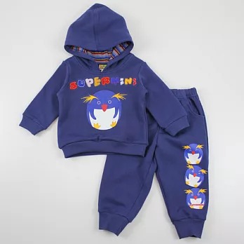 【愛的世界】SUPERMINI小企鵝系列純棉連帽長袖上衣套裝(上衣+長褲)/4~8歲-台灣製-105深藍色