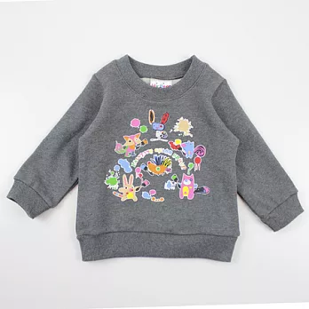 【愛的世界】LOVEWORLD森林裡的畫家系列羅紋領長袖上衣/1~3歲-台灣製-100灰色