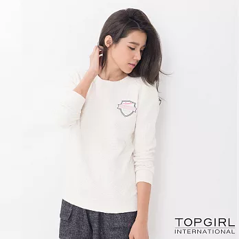 【TOP GIRL】標語單色圓領T S米白