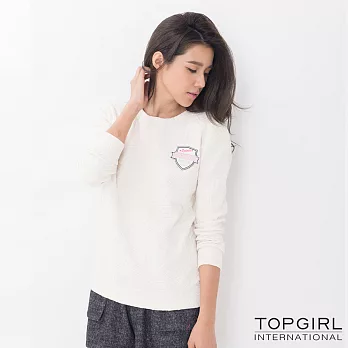 【TOP GIRL】標語單色圓領T L米白