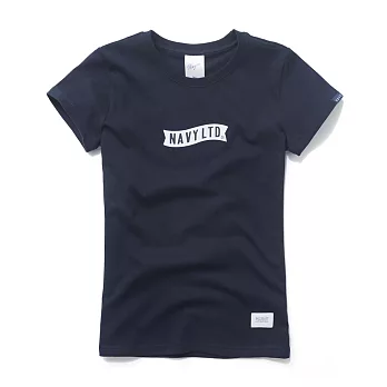 【CACO】NAVY-絨布旗子短T-女S丈青