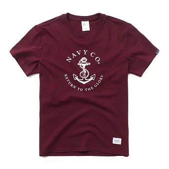 【CACO】NAVY-回歸榮耀船錨短T-男S酒紅