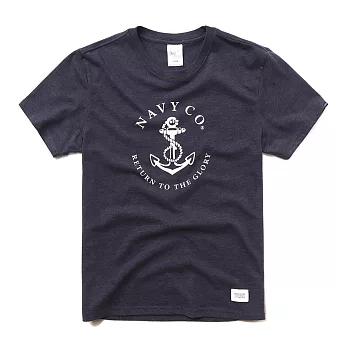 【CACO】NAVY-回歸榮耀船錨短T-男M花紗藍