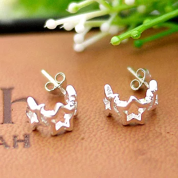 【安珂ECO正韓飾品】鏤空小星星C圈 925純銀耳環