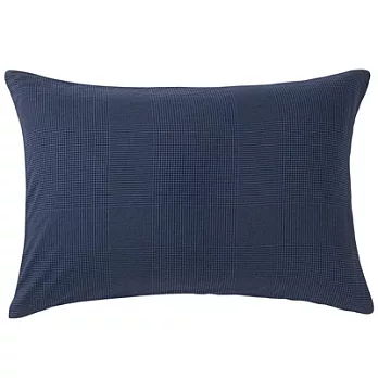 [MUJI 無印良品]水洗棉法蘭絨枕套/50/深藍格紋