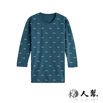 【男人幫】T5563＊【Zoboo盾牌LOGO七分袖純棉T恤】深藍色 M號