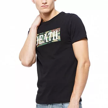 【CACO】迷彩DEATH膠印短T-男S黑