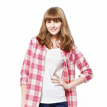 【CACO】保暖內刷毛圓領長T-女S米白