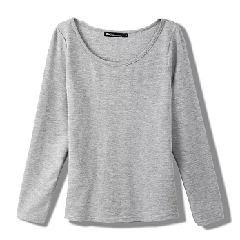 【CACO】保暖內刷毛圓領長T-女S麻灰