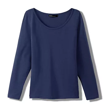 【CACO】保暖內刷毛圓領長T-女S丈青