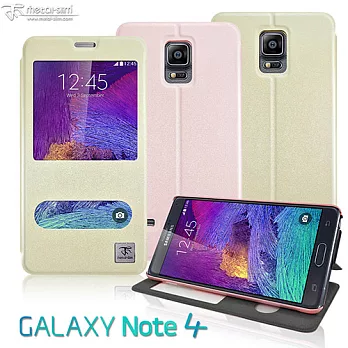 Metal-Slim Samsung Galaxy Note 4透視側翻皮套金