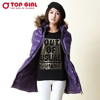 【TOP GIRL】修身連帽長板羽絨外套S紫