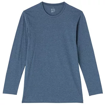 [MUJI 無印良品]男棉混羊毛彈性保暖圓領長袖衫M藍色