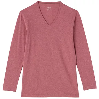 [MUJI 無印良品]男棉混羊毛彈性保暖V領長袖衫XL粉紅