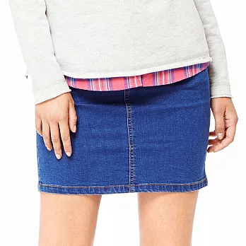 【CACO】彈性牛仔窄裙-女S藍色