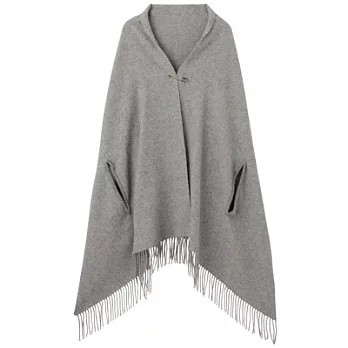 [MUJI 無印良品]羊毛大判附袖口披肩灰色