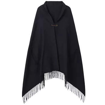 [MUJI 無印良品]羊毛大判附袖口披肩深藍