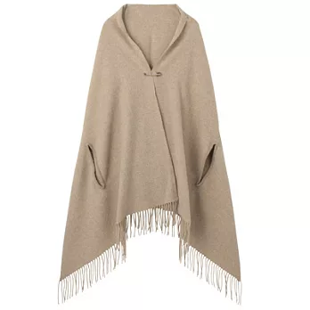 [MUJI 無印良品]羊毛大判附袖口披肩米色