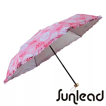 Sunlead 晴雨兩用。防曬遮光浪漫花朵抗UV防風折疊傘/雨傘/遮陽傘 (粉紅薔薇)