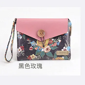 A+ accessories 蝶舞-韓國創意小零錢包 (黑色玫瑰)