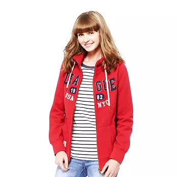 【CACO】AR-美式立領連帽外套-女S深紅