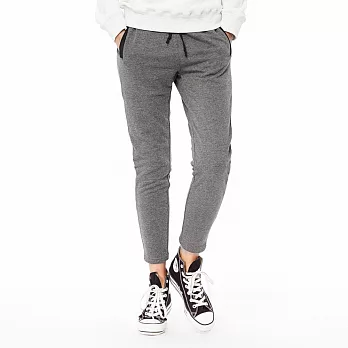 【CACO】裁剪絨布長褲-女S深麻灰