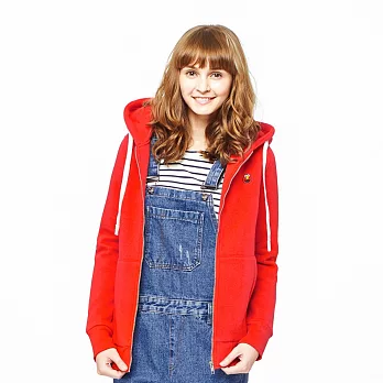 【CACO】芝麻街-ELMO刷毛連帽外套-女S紅色